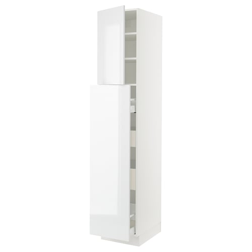 High glossy white SEKTION kitchen cabinet with adjustable shelves.