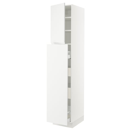 SEKTION tall kitchen unit in white, minimalist design with adjustable shelves.
