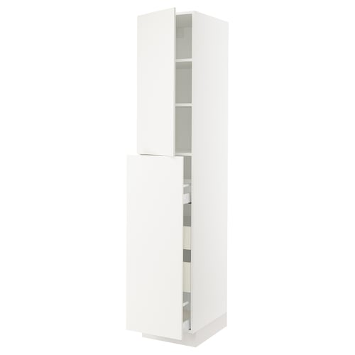 SEKTION white kitchen cabinet with adjustable shelves and soft-closing doors.