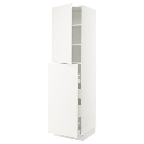 White SEKTION kitchen cabinet with veddinge design, featuring smooth surfaces, adjustable shelves, and reliable hinges.