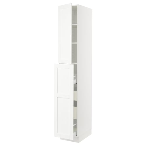 Ikea SEKTION white cabinet with adjustable shelves and doors.