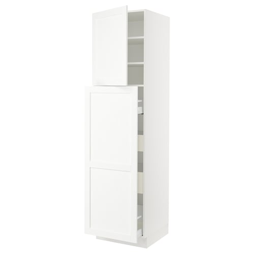 White kitchen cabinet with adjustable shelves and soft-closing doors.
