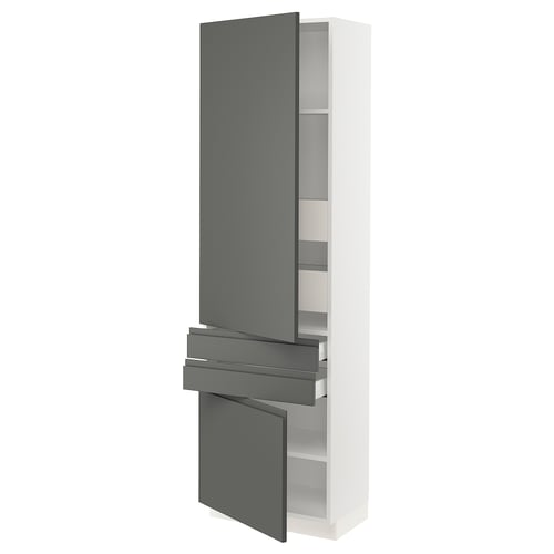 Modern SEKTION kitchen cabinet in white & dark grey with integrated handles.