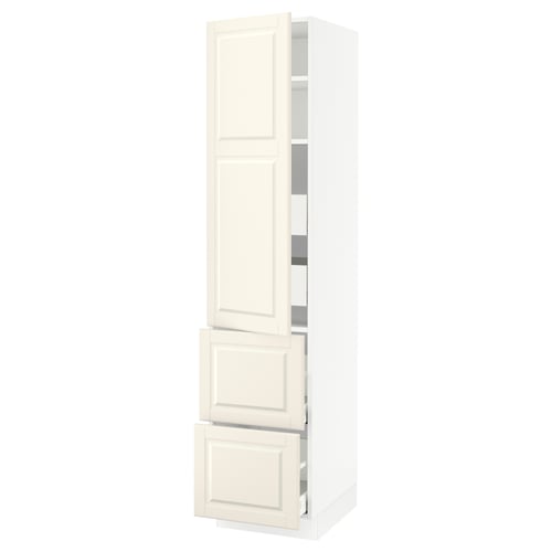 SEKTION off-white kitchen cabinet with adjustable shelves, drawer, and dampers.