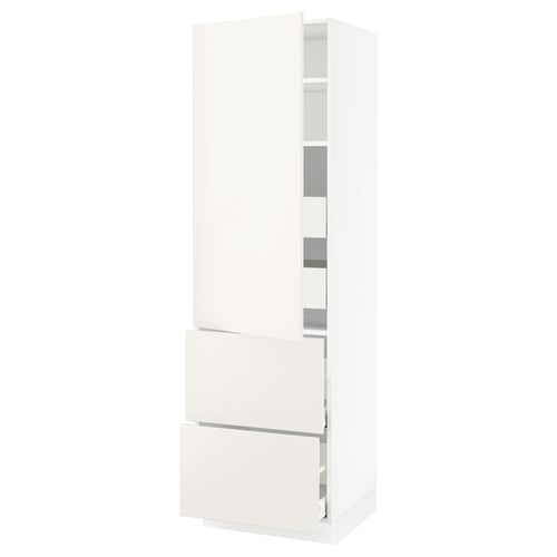 White SEKTION cabinet, modern design with smooth lines, two drawers, and adjustable shelves.