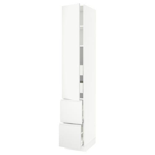 Modern white SEKTION cabinet with minimalist voxtorp design, featuring adjustable shelves and integrated handles.