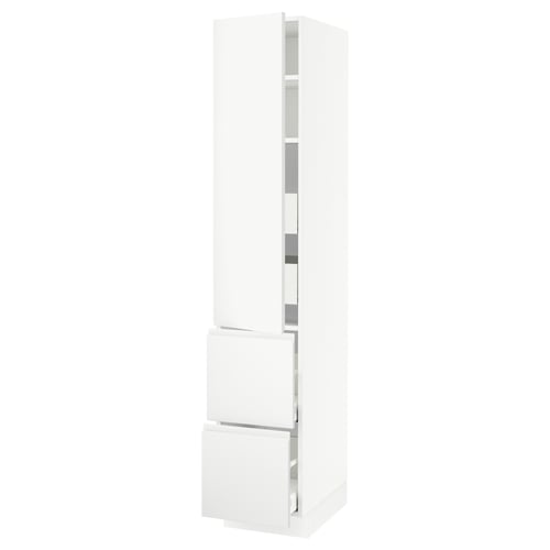White SEKTION cabinet, minimalist design, with adjustable shelves & drawer.
