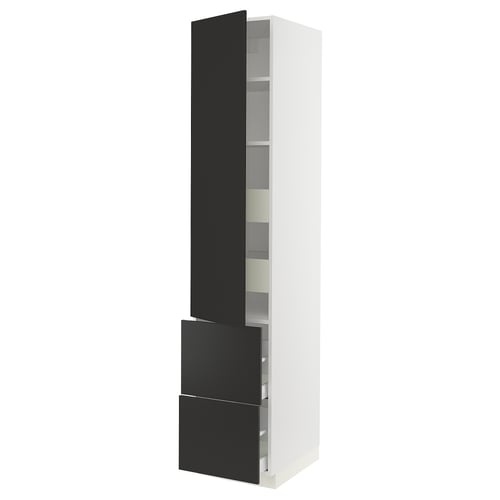 SEKTION kitchen unit: tall, white with black drawer and door combo, modern design, slim shape.