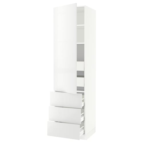 White SEKTION kitchen cabinet with glossy doors and drawers.