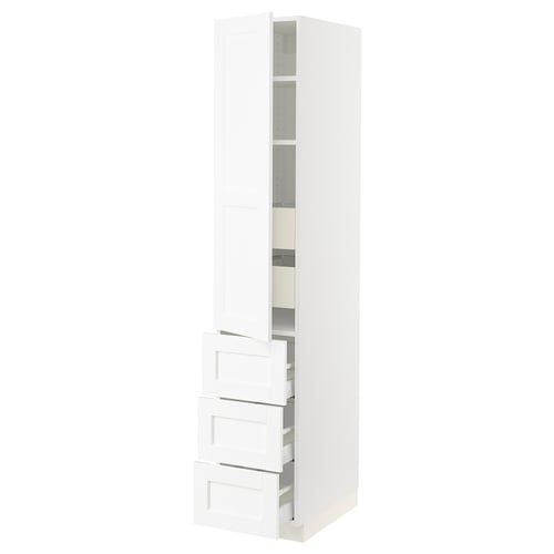 A white SEKTION kitchen cabinet with drawers.