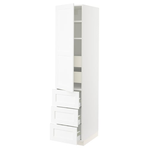 White SEKTION kitchen cabinet with adjustable shelves and drawers.