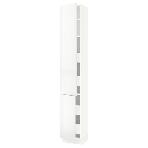 SEKTION white high-gloss kitchen cabinet, sleek & modern design, adjustable shelves, soft-close door.