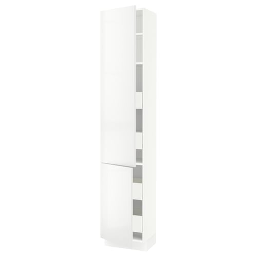 SEKTION white kitchen cabinet, glossy finish, adjustable shelves, sleek modern design.