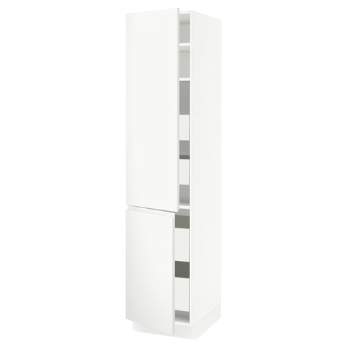 White SEKTION kitchen cabinet with minimalist matte finish and adjustable shelves.