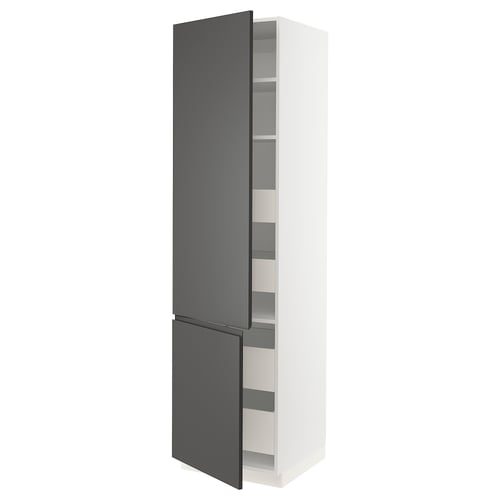 Ikea SEKTION kitchen cabinet, dark gray, modern, adjustable shelves.