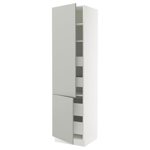 Grey modern wall cabinet from IKEAs SEKTION kitchen system, 2 doors & multiple shelves.