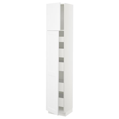 SEKTION kitchen cabinet, white, rectangular, modern design, with multiple shelves.