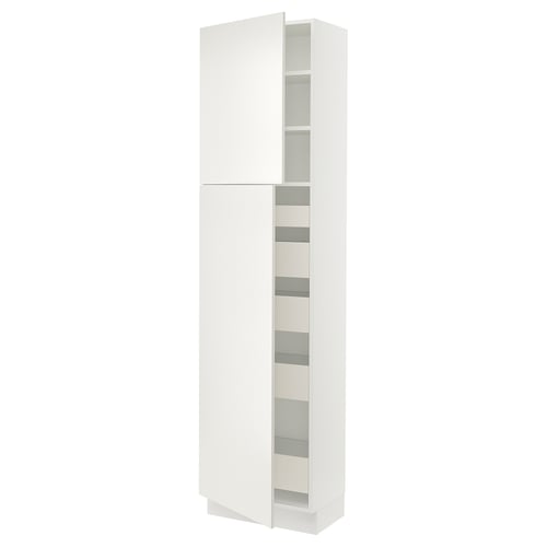 SEKTION white kitchen cabinet with veddinge fronts, smooth lines, and full-extension drawers.