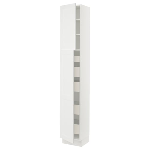 SEKTION white kitchen cabinet with axstad fronts, modern or traditional design, tall and rectangular.