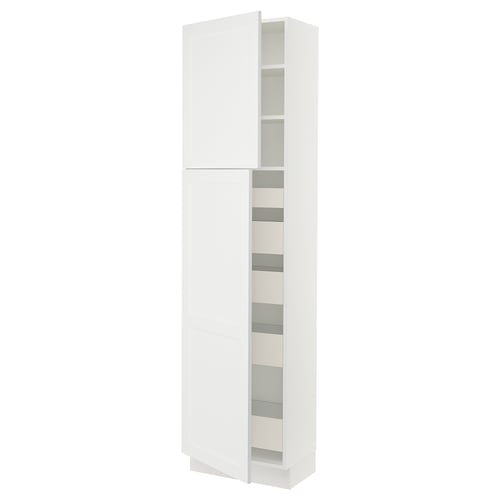 SEKTION white kitchen cabinet with integrated shelves, modern design, durable construction.