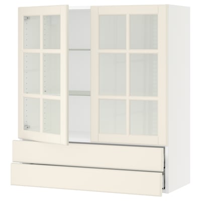 SEKTION / MAXIMERA Wall cab w 2 glass doors/2 drawers