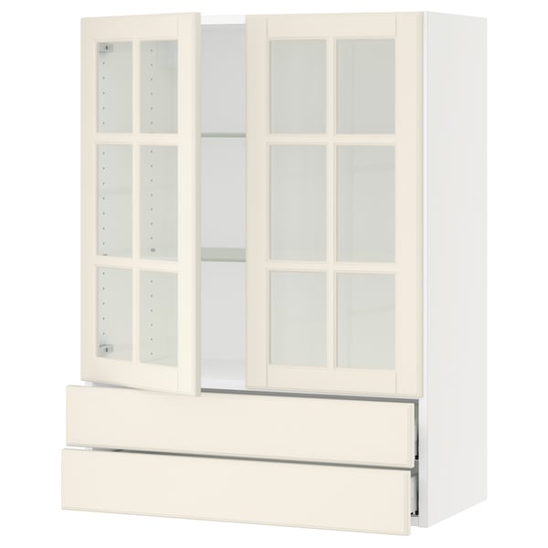 SEKTION / MAXIMERA Wall cab w 2 glass doors/2 drawers