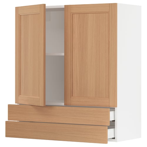 SEKTION kitchen cabinet in oak wood with drawers.