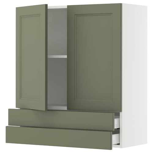 SEKTION green kitchen cabinet with two drawers.