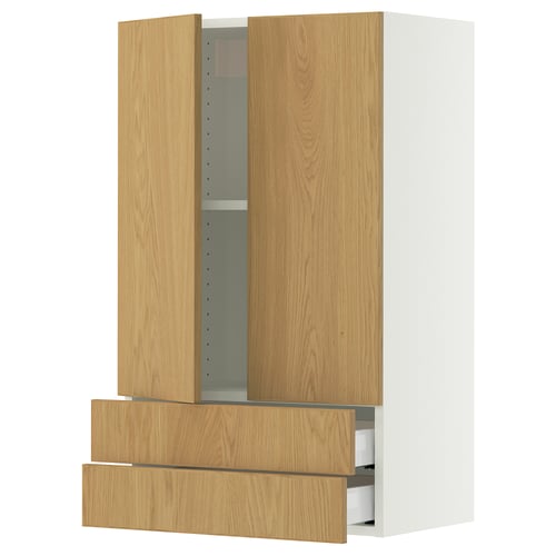 SEKTION kitchen unit - oak veneer, white, rectangular shape, with two doors and two drawers.