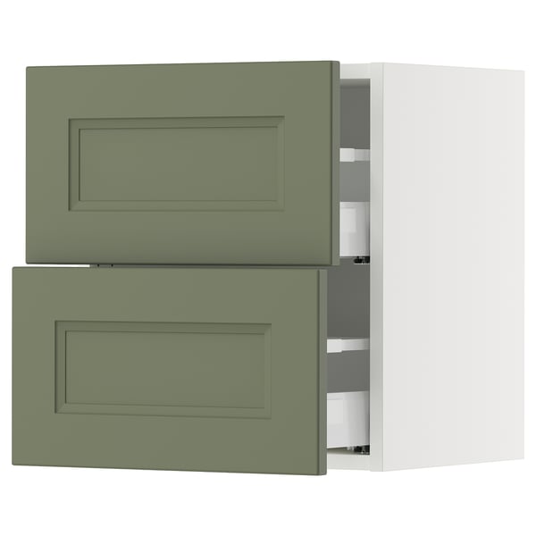 SEKTION / MAXIMERA Wall cabinet with 2 drawers, white/Axstad grey-green, 46x37x51 cm