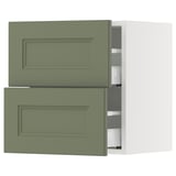 SEKTION / MAXIMERA Wall cabinet with 2 drawers, white/Axstad grey-green, 46x37x51 cm
