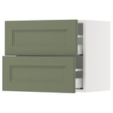 SEKTION / MAXIMERA Wall cabinet with 2 drawers, white/Axstad grey-green, 61x37x51 cm