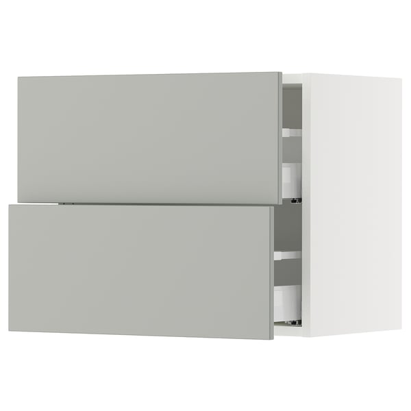 SEKTION / MAXIMERA Wall cabinet with 2 drawers, white/Havstorp light grey, 61x37x51 cm