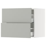 SEKTION / MAXIMERA Wall cabinet with 2 drawers, white/Havstorp light grey, 61x37x51 cm