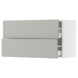 SEKTION / MAXIMERA Wall cabinet with 2 drawers, white/Havstorp light grey, 91x37x51 cm