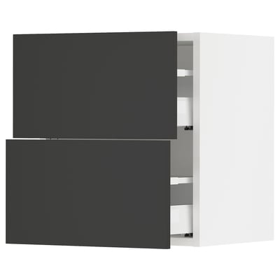 SEKTION / MAXIMERA Wall cabinet with 2 drawers, white/Nickebo matt anthracite, 46x37x51 cm