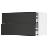 SEKTION / MAXIMERA Wall cabinet with 2 drawers, white/Nickebo matt anthracite, 91x37x51 cm