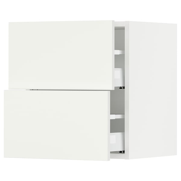 SEKTION / MAXIMERA Wall cabinet with 2 drawers, white/Vallstena white, 46x37x51 cm