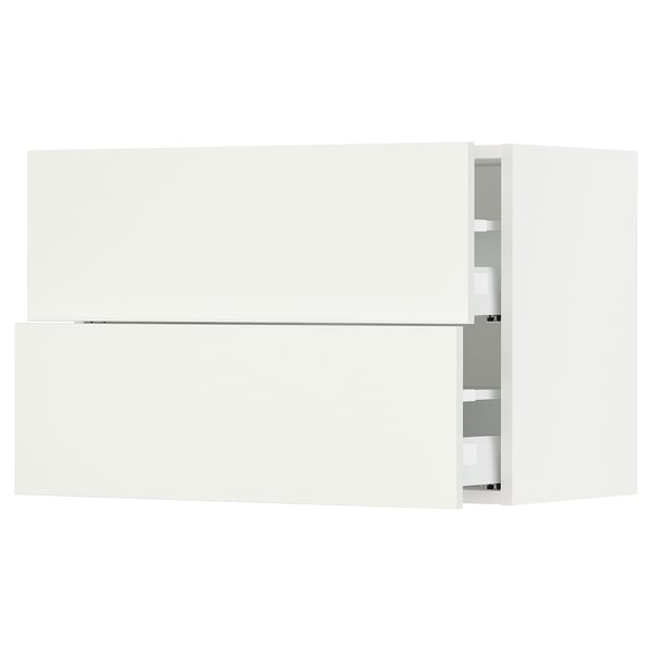 SEKTION / MAXIMERA Wall cabinet with 2 drawers, white/Vallstena white, 76x37x51 cm