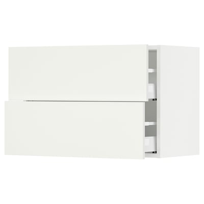 SEKTION / MAXIMERA Wall cabinet with 2 drawers, white/Vallstena white, 76x37x51 cm