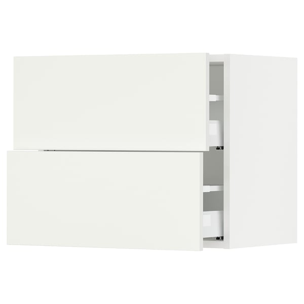 SEKTION / MAXIMERA Wall cabinet with 2 drawers, white/Vallstena white, 61x37x51 cm
