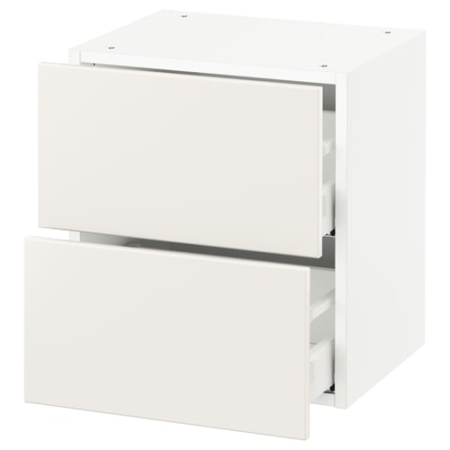 White SEKTION kitchen cabinet with smooth drawers.