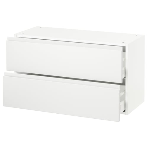White modern ikea SEKTION kitchen cabinet with sleek drawers.