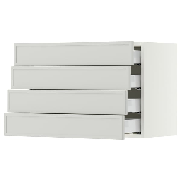 SEKTION / MAXIMERA Wall cabinet with 4 drawers, white/Aspudden light grey, 76x37x51 cm