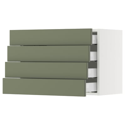 SEKTION / MAXIMERA Wall cabinet with 4 drawers, white/Axstad grey-green, 76x37x51 cm