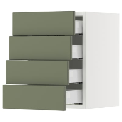 SEKTION / MAXIMERA Wall cabinet with 4 drawers, white/Axstad grey-green, 38x37x51 cm