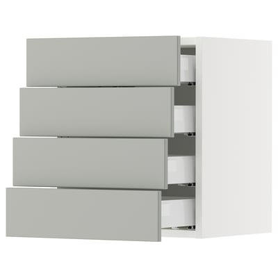 SEKTION / MAXIMERA Wall cabinet with 4 drawers, white/Havstorp light grey, 46x37x51 cm