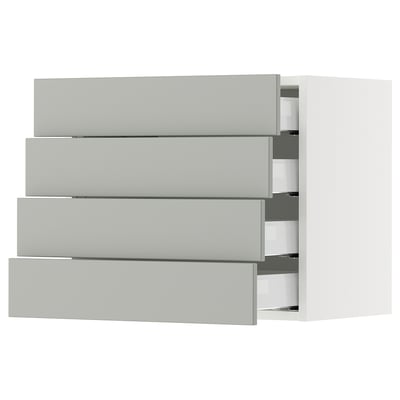 SEKTION / MAXIMERA Wall cabinet with 4 drawers, white/Havstorp light grey, 61x37x51 cm