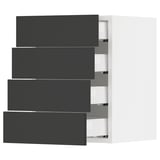 SEKTION / MAXIMERA Wall cabinet with 4 drawers, white/Nickebo matt anthracite, 38x37x51 cm