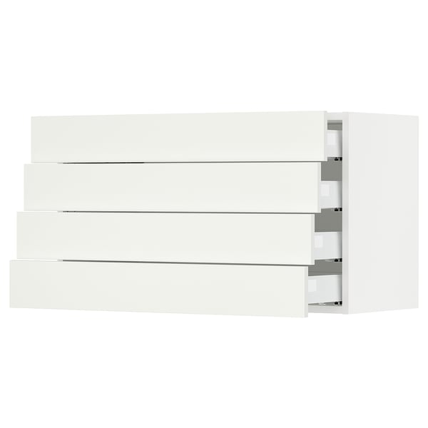 SEKTION / MAXIMERA Wall cabinet with 4 drawers, white/Vallstena white, 91x37x51 cm